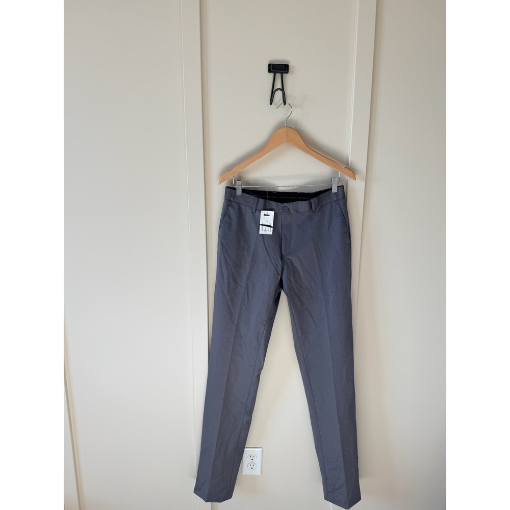Soul of London Mens Grey Micro Pattern Slim Fit Dress Pants 31x34 SOSU232123 NEW
